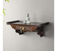 Wall-Mounted Buddha Altar Shelf Shrine, Bamboo Wooden Pooja Stand, Personal Shrine Altar Table For Home Temple And Office Puja Mandir God Statue Shelf(15.*11.8in)