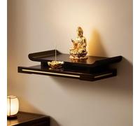 Wall-Mounted Buddha Altar Shelf with Retractable Pull-Out Board for Meditation and Shrine Use in Living Rooms
