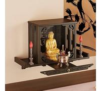 Wall-mounted Buddha Altar Shrine Table Guanyin Bodhisattva Display Base Worship Table Bamboo Blessing Buddha Shrine Incense Altar Memorial Table Worship Table(A,L)