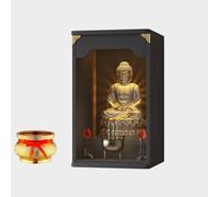 Wall Mounted Buddha Niche Buddha Altar,Wall Mounted Chinese Personal Buddha Niches Shrine Meditation Table,God of Wealth Guanyin Guan Gong Incense Table(Gray)