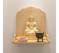 Wall Mounted Buddha Niches Shrine Meditation Table, Chinese Style Altar Shelf for Home Decor, Wall-Mounted Buddha Statue Display (43cm/16.9in)
