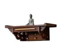 Wall-mounted Buddha Shrine, Altar Tribute Tables in Bamboo Antique Carving with the Pull-out Partition,Buddhist Niche for Statue Altars Prayers Incense Burning Meditation,40cm/15.7in