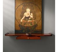Wall-Mounted Buddha Statue Shrine with Drawer, Altar Meditation Prayer Table for Living Room, Bedroom, Office & Bathroom - 80cm (31.5in) Decor for Serenity & Mindfulness