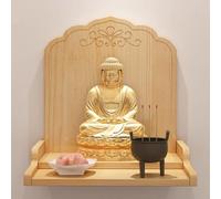 Wall-Mounted Buddha Statue Stand Shrine Altar Table,Bamboo Prayer Buddhist Niche Incense Table,Wall-Mounted Buddha Statue Altar Table,Wall-Mounted Shrine Altar Shelf,Buddha Platform(Primary color,36x3