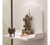 Wall-Mounted Buddha Statue Stand Shrine Altar Table,Bamboo Prayer Buddhist Niche Incense Table,Wall-Mounted Buddha Statue Altar Table,Wall-Mounted Shrine Altar Shelf,Buddha Platform(White,36x30x30cm/1