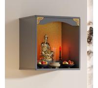 Wall-Mounted Buddha Statue Stand Shrine Altar Table,Wall Mounted Chinese Personal Buddha Niches Shrine Meditation Table(Gray,60x40x60cm/23.6x15.7x23.6in)