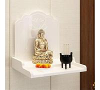 Wall-Mounted Buddha Statue Stand, Shrine Altar Table, Wood Meditation Table, Chinese Style Guan Gong God of Wealth Pagoda Shelf, Prayer Buddhist Niche Incense Table,D,30X30X36CM