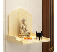 Wall-Mounted Buddha Statue Stand, Shrine Altar Table, Wood Meditation Table, Chinese Style Guan Gong God of Wealth Pagoda Shelf, Prayer Buddhist Niche Incense Table,C,30X30X36CM