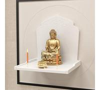 Wall-Mounted Buddha Statue Stand, Solid Wood Prayer Niche Incense Table, Mini Buddhist Altar Shrine, God of Wealth Guanyin Cabinet