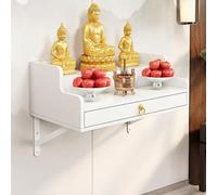 Wall-Mounted Buddha Statue Stand with Drawer, Shrine Altar for Prayer Meditation, Home Decor