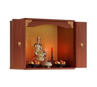 Wall-Mounted Buddhist Altar Cabinet, Enclosed Buddha Shrine with Foldable Doors, Space-Saving Wooden Buddha Statue Stand Shrine Altar Table, Chinese Personal Buddha Niches Meditation Table