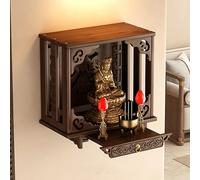 Wall Mounted Buddhist Altar Cabinet with Pull-out Shelf, Small Shrine Stand for Meditation and Prayer in Home, Living Room or Office