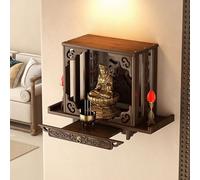 Wall Mounted Buddhist Altar Cabinet with Pull-out Shelf, Small Shrine Stand for Meditation and Prayer in Home, Living Room or Office