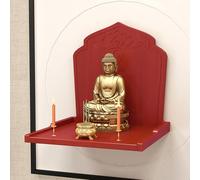 Wall-Mounted Buddhist Altar Table, Solid Wood Shrine Stand, Prayer Niche for Incense and Pooja Worship Home Decor