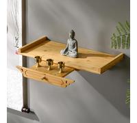 Wall-Mounted Buddhist Altar Table with Drawer, Compact Meditation Niche for Home Temple Decor, Bamboo Prayer Shelf for Rituals, Space-Saving