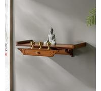 Wall-Mounted Buddhist Altar Table with Drawer, Compact Meditation Niche for Home Temple Decor, Bamboo Prayer Shelf for Rituals, Space-Saving