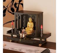Wall-mounted Buddhist Altar With Shrine Table, Guanyin Bodhisattva Display Base, Incense Burner Offering Table, Bamboo Prayer Shrine, Worship Platform(B,L)