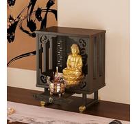 Wall-mounted Buddhist Altar With Shrine Table, Guanyin Bodhisattva Display Base, Incense Burner Offering Table, Bamboo Prayer Shrine, Worship Platform(B,S)