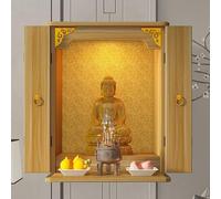 Wall-Mounted Buddhist Cabinet, Wood Shelf, Chinese Buddha Statue Stand Shrine for Home, Temple Buddha Shrine (White, 15.7 * 11.4 * 20.8in)