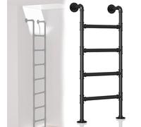 Wall Mounted Bunk Bed Ladder Attic & Basement Exit Ladder Emerncy Fire Escape Metal Step Ladder for RV Library Deck Dorm (Black 1.2m)
