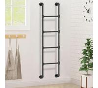 Wall Mounted Bunk Bed Ladder Loft Ladder Basement Window Well Egress Ladder Emergency Fire Climbing Ladder Wall Mounted Metal Stepladder for Attic,RV,Library,Deck,Dorm,Loads 330lbs(Black)(160cm/63in)