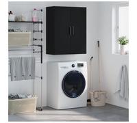 Wall-mounted cabinet 2-door Black engineered wood 69.5x34x90cm storage for study