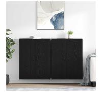 Wall-mounted cabinet 2pc Black oak 69.5 x 34 x 90 cm Engineered wood set 4-door