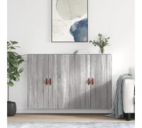 Wall Mounted Cabinet 2pc Grey Sonoma 69.5x34x90cm Engineered Wood Storage Set +