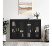 vidaXL Wall Mounted Cabinets Storage Wall Cupboard2 pcs Black Engineered Wood
