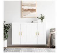 Wall-mounted Cabinet 2pcs White Engineered Wood 69.5x34x90cm 4-Door Storage Box