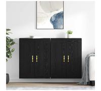 Wall-mounted cabinet 69.5 x 34 x 90 cm Black Oak engineered wood 4-door unit set