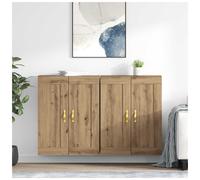 Wall-mounted cabinet 69.5x34x90cm Artisan Oak Engineered Wood 4-Door Modern