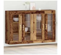 Wall-Mounted Cabinet 69.5x34x90cm Old Wood Engineered Wood 4-Door Glass (2pcs).