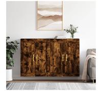 Wall Mounted Cabinet 69.5x34x90cm Smoked Oak Engineered Wood 4 Door 2pcs Modern