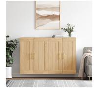 Wall Mounted Cabinet 69.5x34x90cm Sonoma Oak Engineered Wood 4-Door Space-Saving
