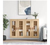 Wall Mounted Cabinet 69.5x34x90cm Sonoma Oak Engineered Wood 4 Glass Doors Unit