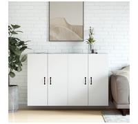 Wall Mounted Cabinet 69.5x34x90cm White Engineered Wood 2 Door Space-Saver Pair