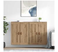 Wall-mounted cabinet Artisan oak 69.5x34x90cm Engineered wood 4-door 2pcs modern