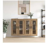 Wall Mounted Cabinet Artisan Oak 69.5x34x90cm Engineered Wood 4-Door Glass Set 2 [EEK: Yes]