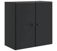 Wall-Mounted Cabinet Black Engineered Wood 59x31x60 cm 2 Door 1 Shelf Metal Knob