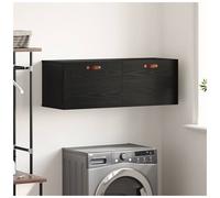 Wall-mounted cabinet Black Oak 100x36.5x35cm Engineered Wood Stylish 2 Shelves