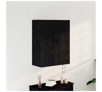 Wall-mounted cabinet Black oak 69.5x34x90 cm Engineered wood 2-door storage unit