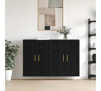 Wall-Mounted Cabinet Black Oak 69.5x34x90cm Engineered Wood 2-Door Floating Slim