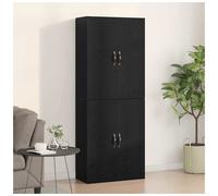 Wall-Mounted Cabinet Black Oak 69.5x34x90cm Engineered Wood 2-Door Slim Storage