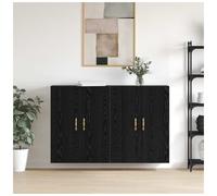 Wall-Mounted Cabinet Black Oak 69.5x34x90cm Engineered Wood 2-Door Storage Slim