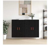 Wall-Mounted Cabinet Black Oak 69.5x34x90cm Engineered Wood 2-Door Storage Slim