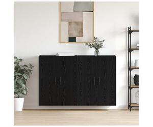 Wall-Mounted Cabinet Black Oak 69.5x34x90cm Engineered Wood 2-Door Storage Smart