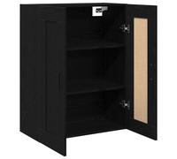 Wall-mounted cabinet Black Oak 69.5x34x90cm Engineered Wood 2 Doors Modern Slim