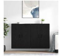 Wall-mounted cabinet Black Oak 69.5x34x90cm Engineered Wood 4-Door Space-Savers