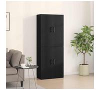 Wall-Mounted Cabinet Black Oak 69.5x34x90cm Engineered Wood Slim 2-Door Storage